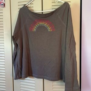 Off the shoulder light sweatshirt